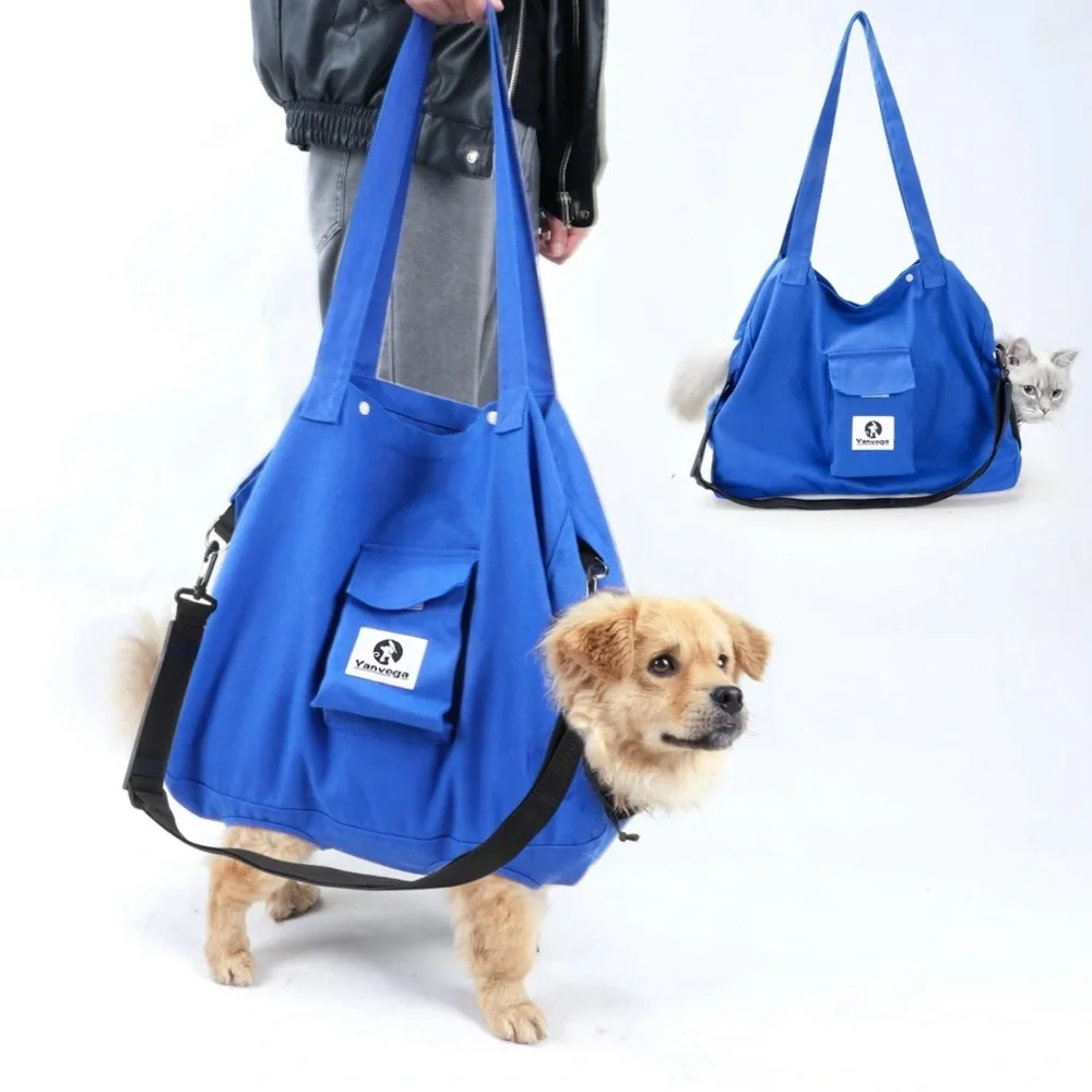 Pet Soft Travel Carrier Tote XL Bag 16-30 lbs Crossbody Strap Dog Cat Blue NEW